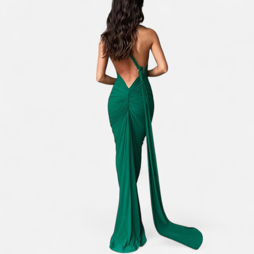 Lara | Damen Maxikleid mit Ein-Schulter-Neckholder