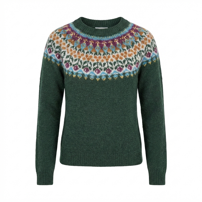 Damen Rundhals Strickpullover mit Fair-Isle-Muster