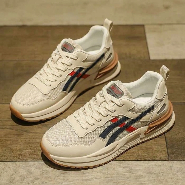 Herren Mesh-Sneaker mit Schnürung und Streifen-Detail