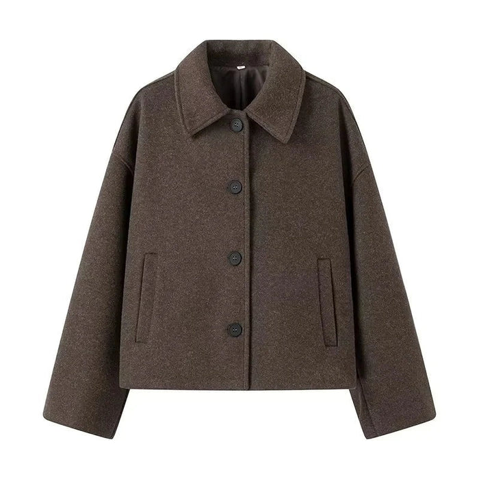 Damen Kurzjacke mit Umlegekragen und Knopfverschluss