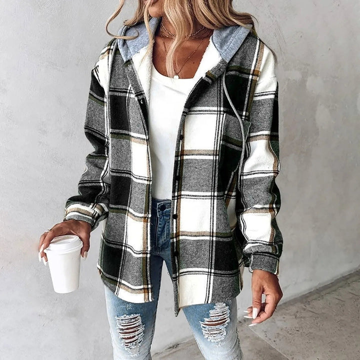 Annika | Damen Winter Freizeit Karo Hoodie Jacke