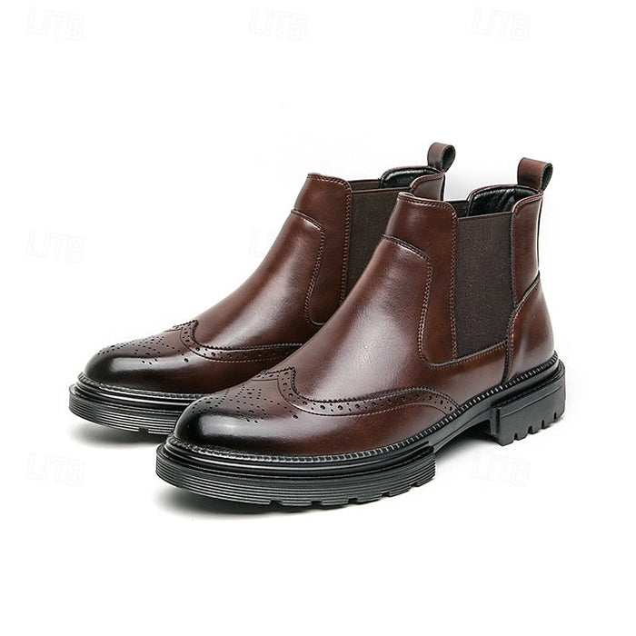 Herren Chelsea-Boots mit Brogue-Detail und Elastikeinsatz