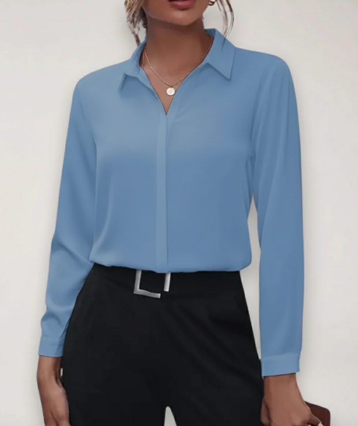 Julia | Damen Frühjahrs Bürobluse mit Knopfleiste