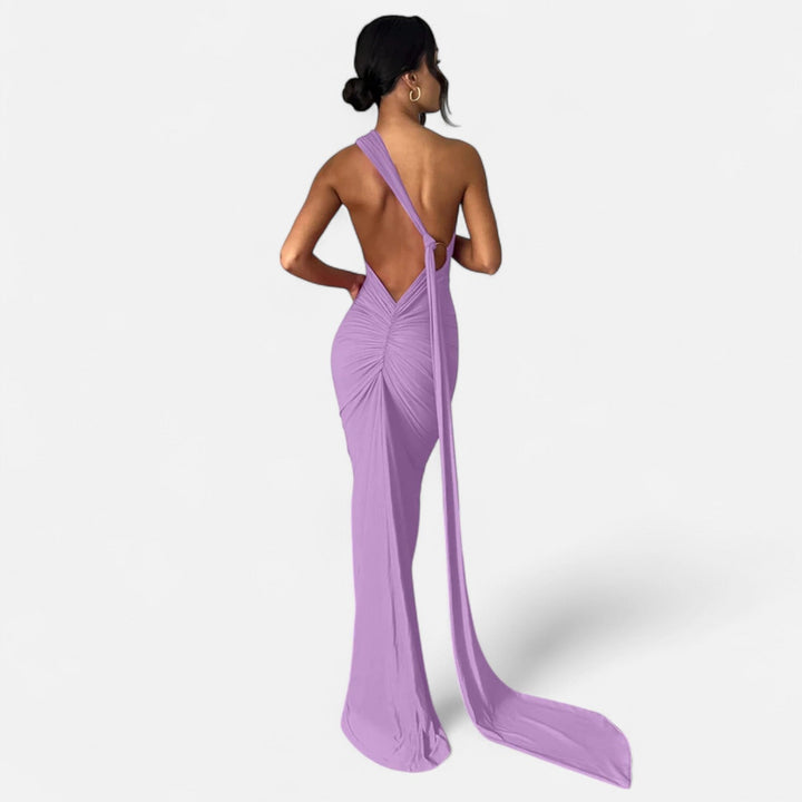 Lara | Damen Maxikleid mit Ein-Schulter-Neckholder