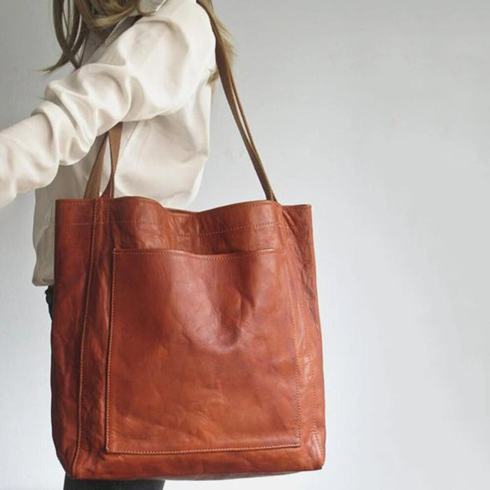 Damen Shopper Tote Bag aus Leder mit Innentaschen