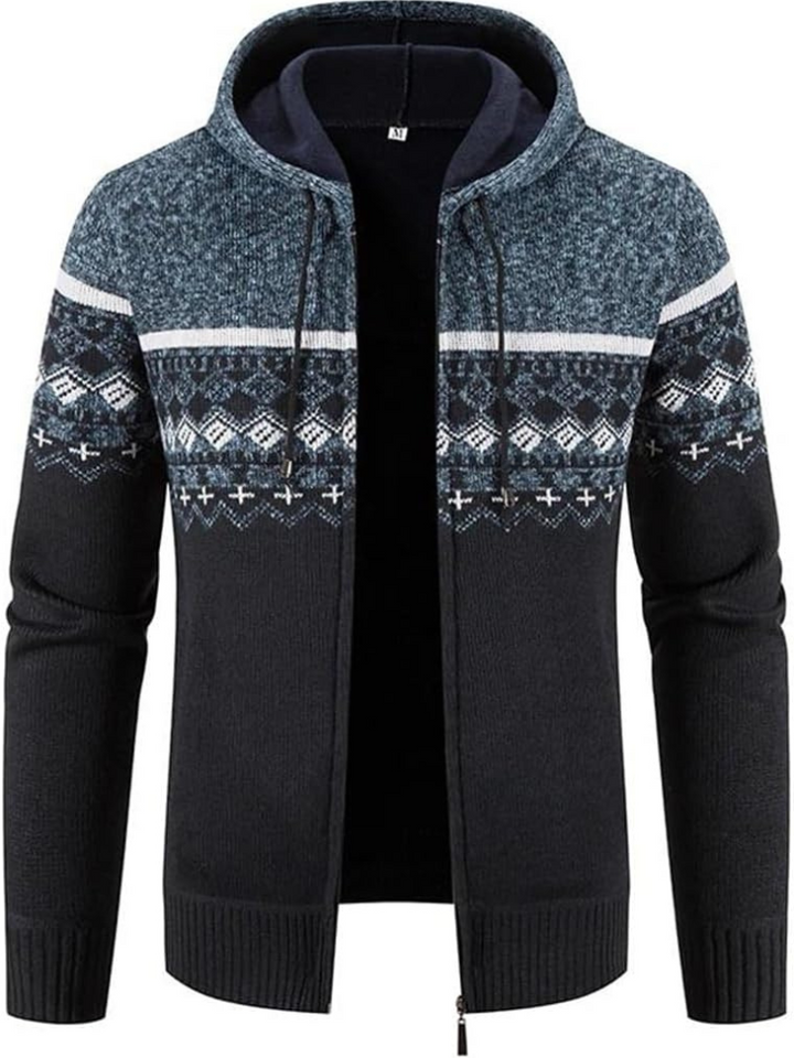 Hans | Herren Winter-Kapuzenjacke mit Reißverschluss und Streifen