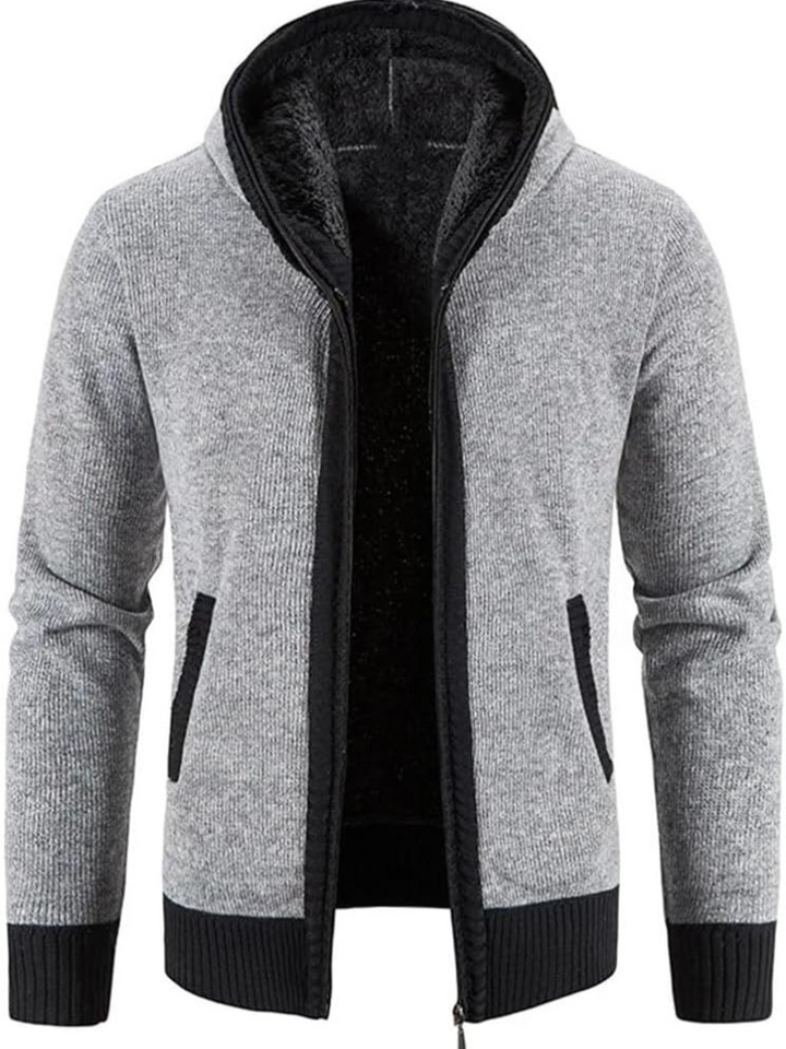 Hans | Herren Winter-Kapuzenjacke mit Reißverschluss und Streifen