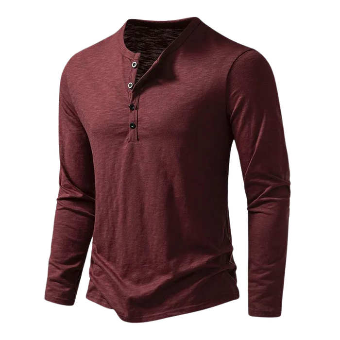 Herren Henley-Shirt Langarm mit Knopfleiste