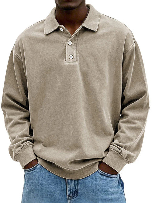 Robert | Herren Freizeit-Polo-Sweatshirt mit langen Ärmeln