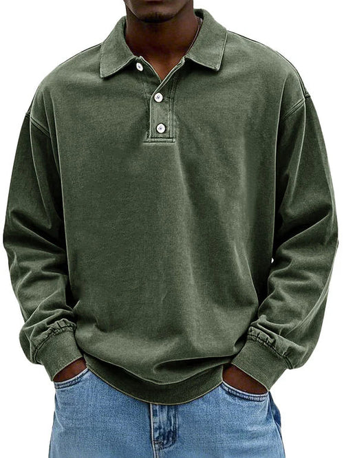Robert | Herren Freizeit-Polo-Sweatshirt mit langen Ärmeln
