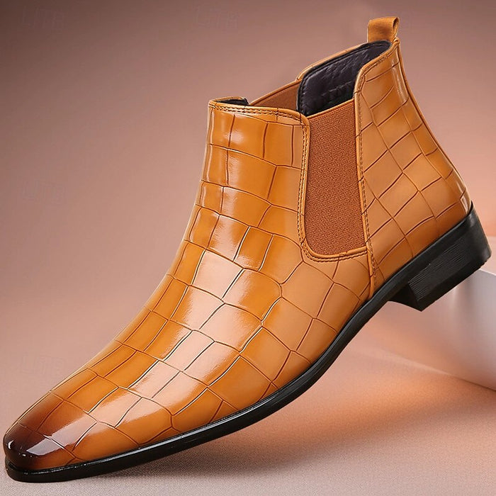 Herren Chelsea Boots mit Krokoprägung und Elastikeinsatz