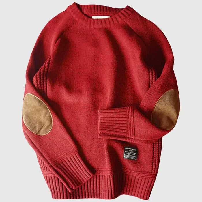 Fabian | Herren Klassischer Strickpullover mit Ellbogenpatches für den Winter