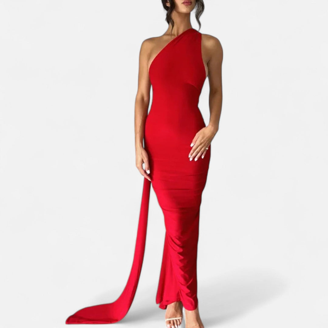 Lara | Damen Maxikleid mit Ein-Schulter-Neckholder