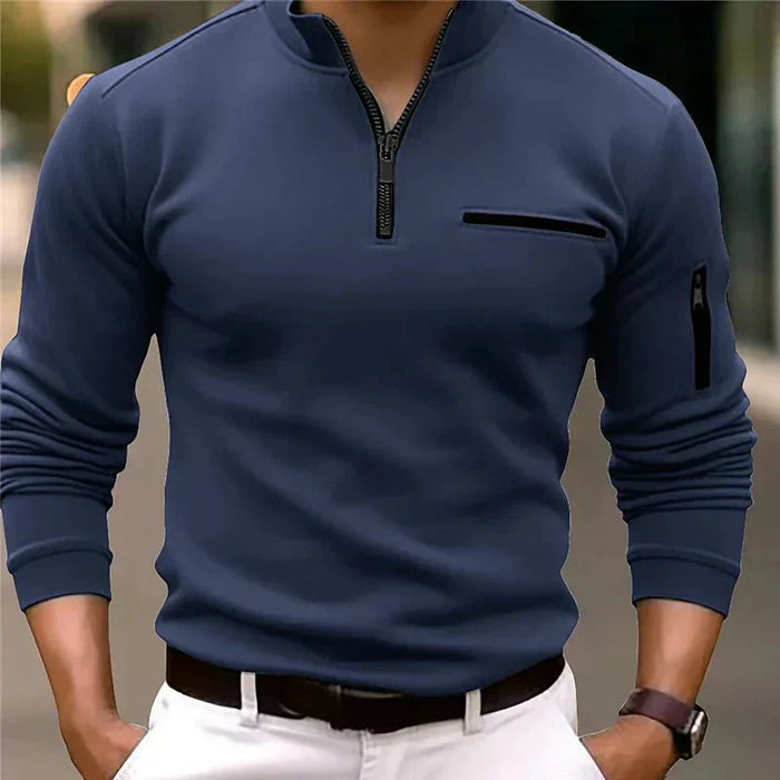 Herren Pullover mit Reißverschluss und Brusttasche