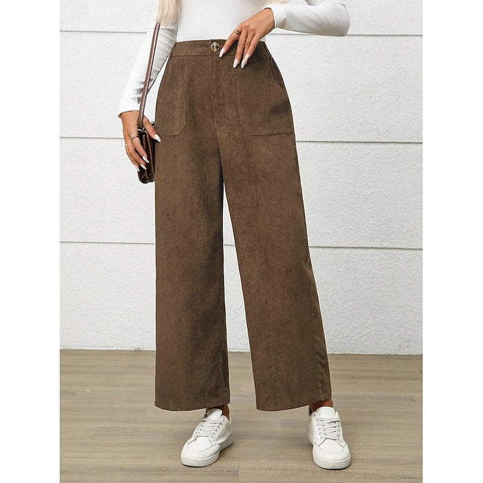 Damen Cord Wide-Leg Hose mit hoher Taille