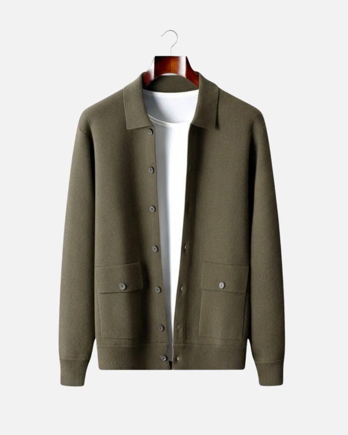 Herren Overshirt mit Polokragen und Knopfleiste