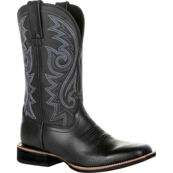 Herren Westernstiefel mit Ziernähten und Blockabsatz