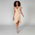 Florence | Elegantes Damen-Wickelkleid mit V-Ausschnitt und Rüschenärmeln