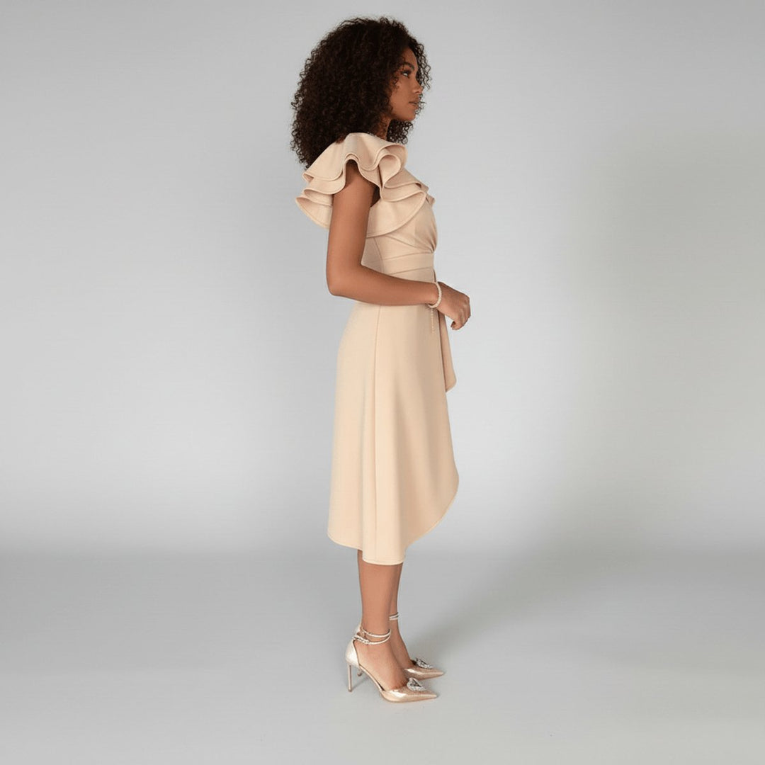 Florence | Elegantes Damen-Wickelkleid mit V-Ausschnitt und Rüschenärmeln