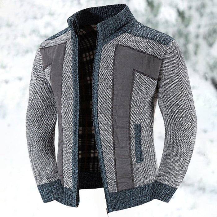 Herren Strickjacke mit Reißverschluss und Stehkragen