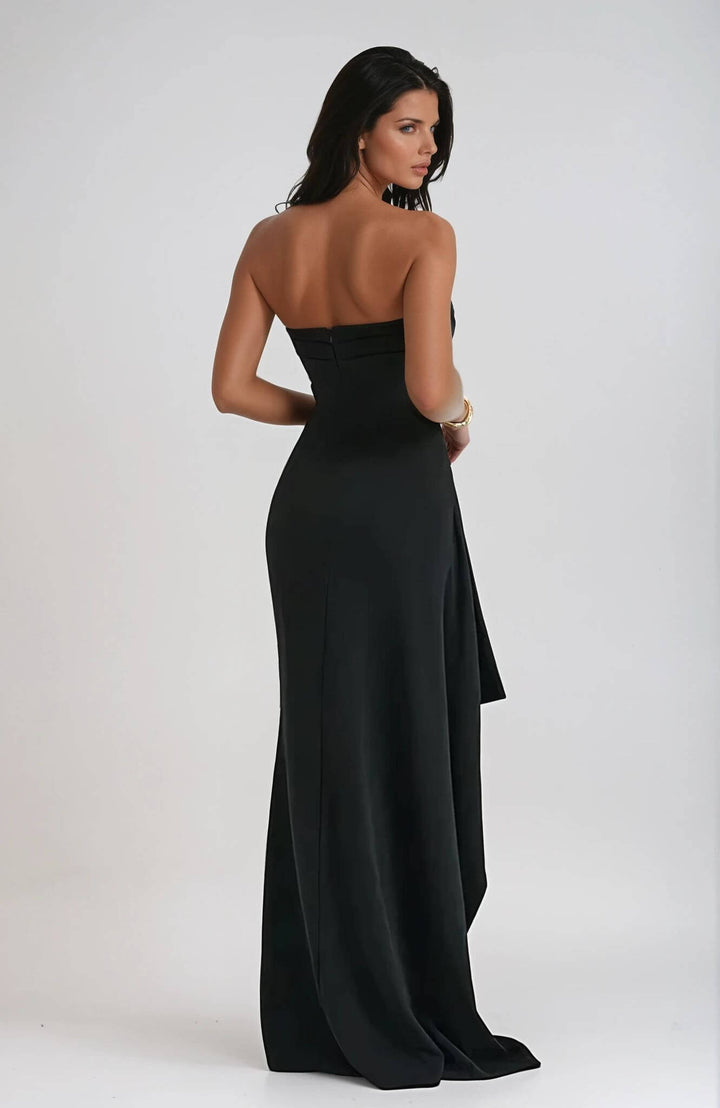 Claudia | Damen Trägerloses Maxikleid mit Schlitz für Gäste
